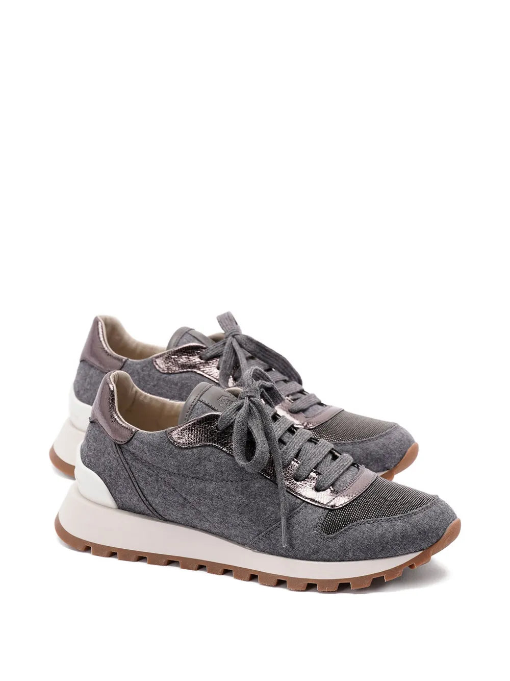 textured lace-up sneakers