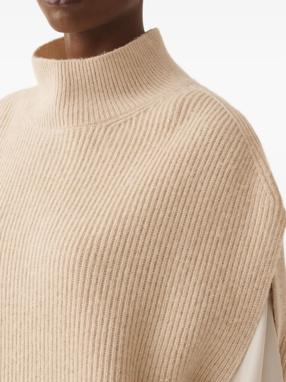 high-neck ribbed-knit vest