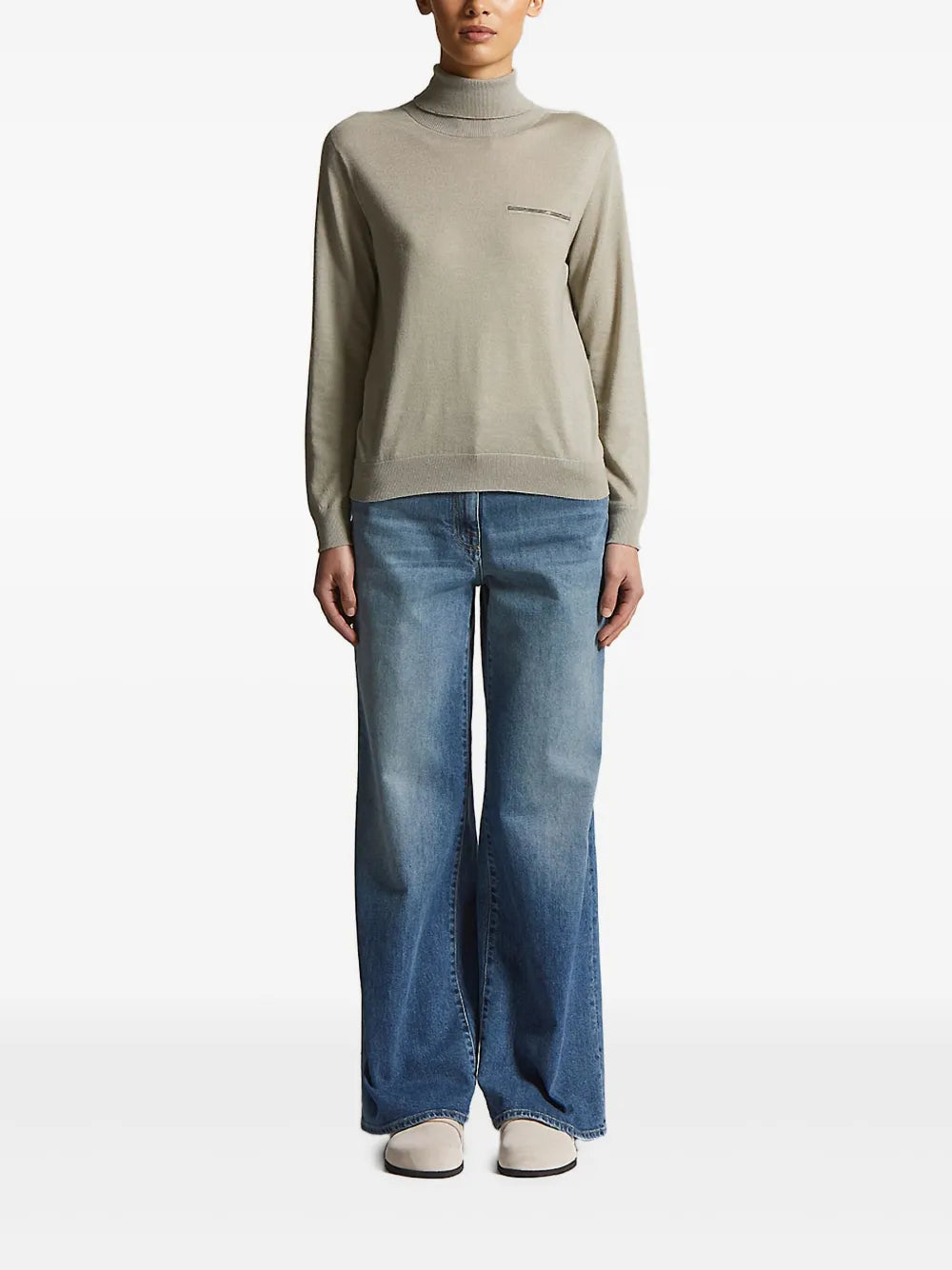 zip-detail turtleneck sweater