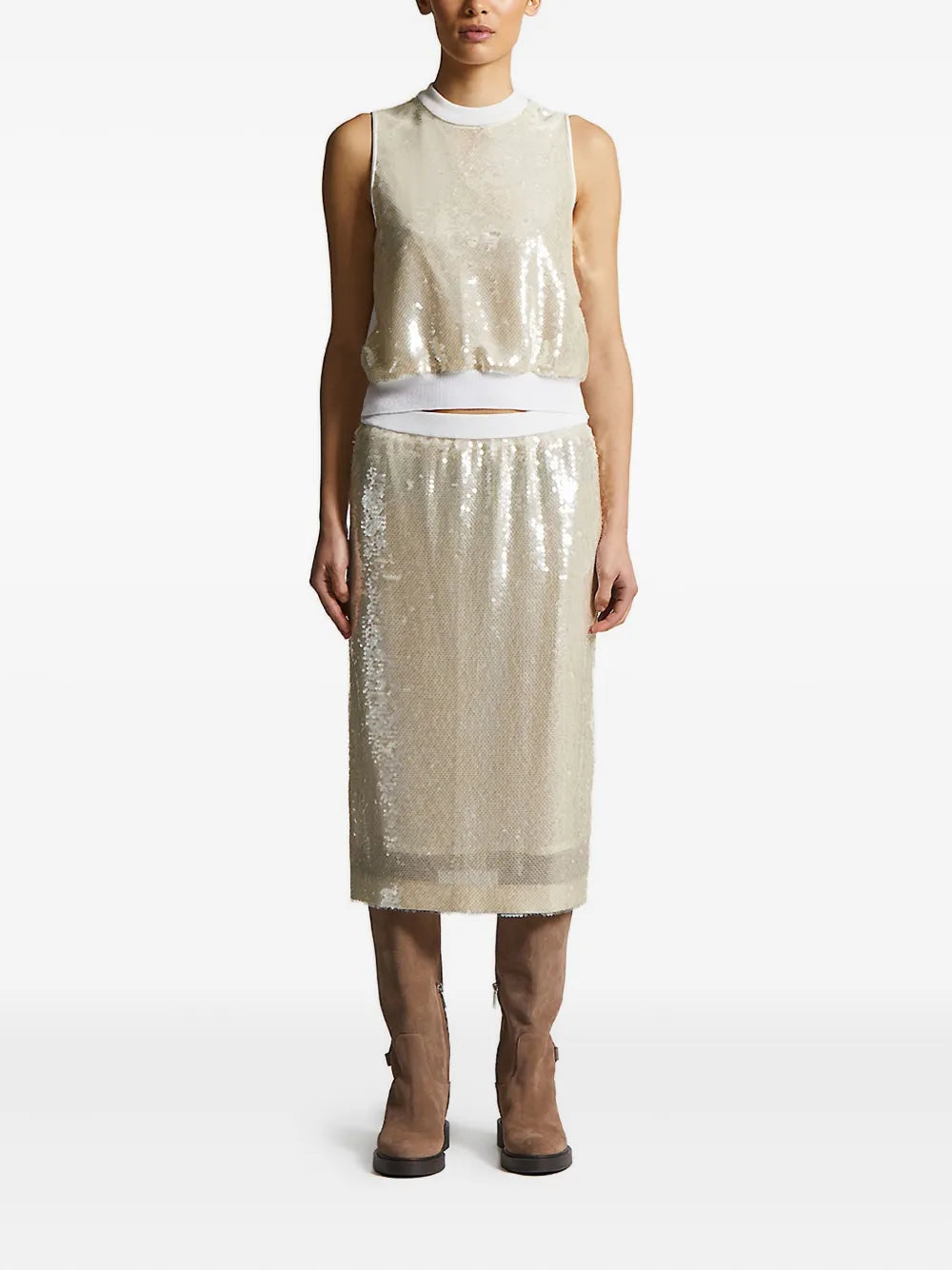 sequin-embellished sleeveless top