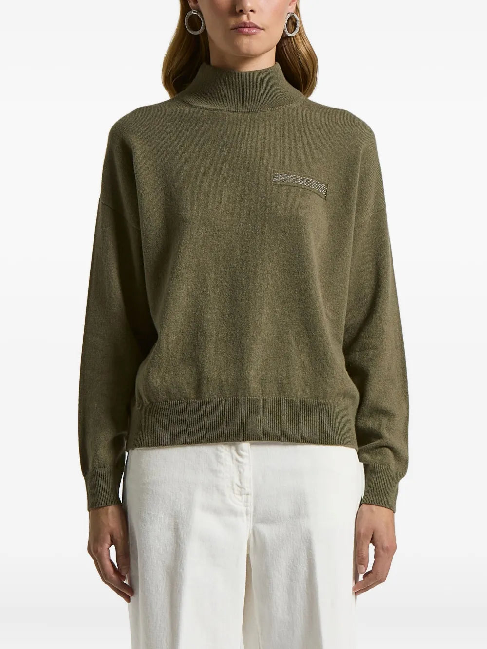 high-neck embellished sweater