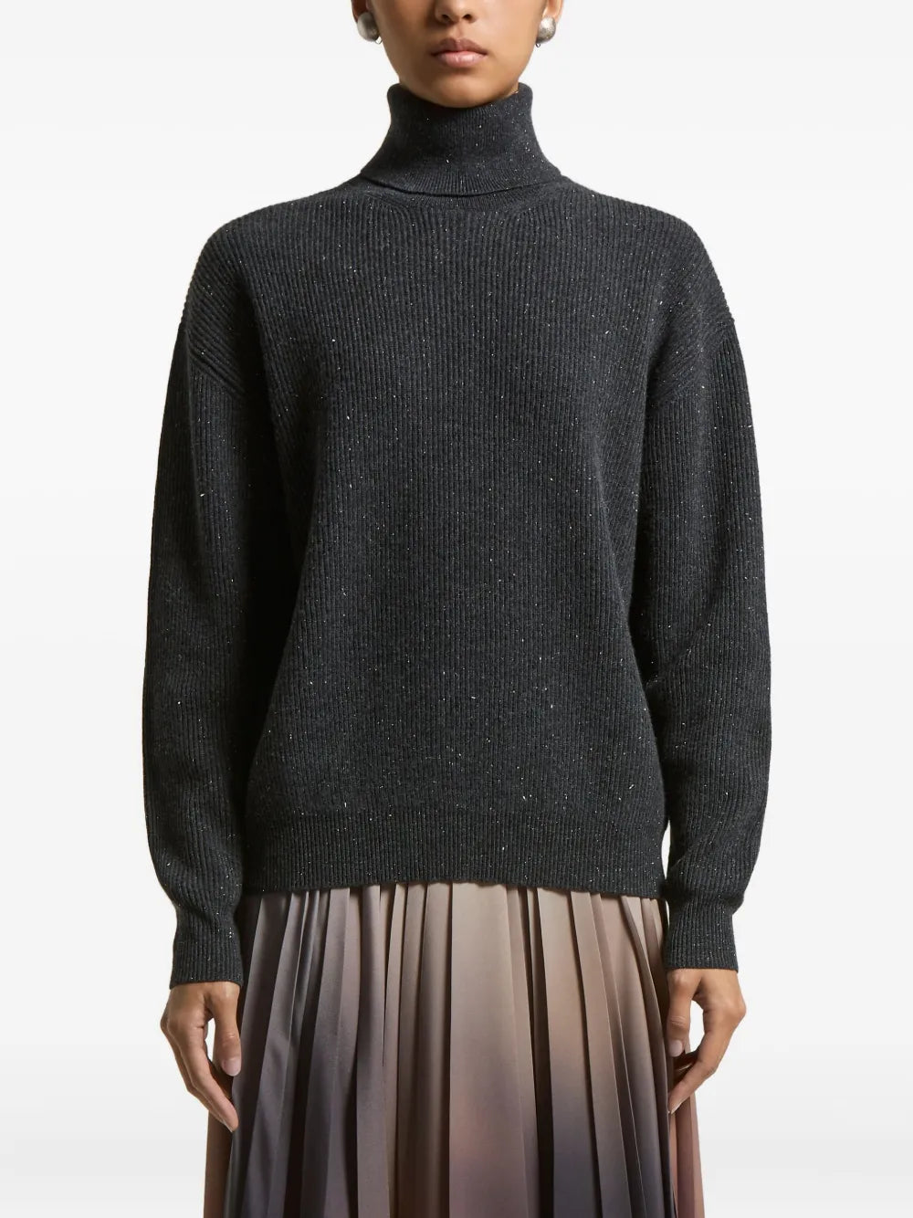 roll-neck sparkle-finish sweater