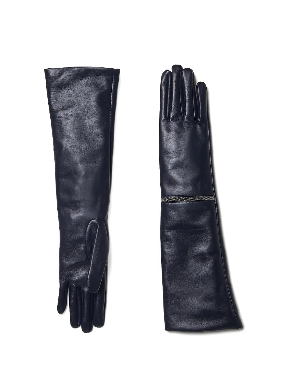 long leather zip-detail gloves