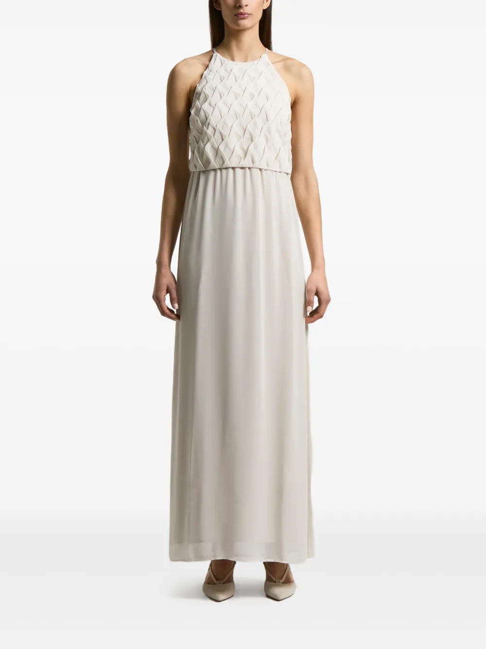 pleated maxi dress