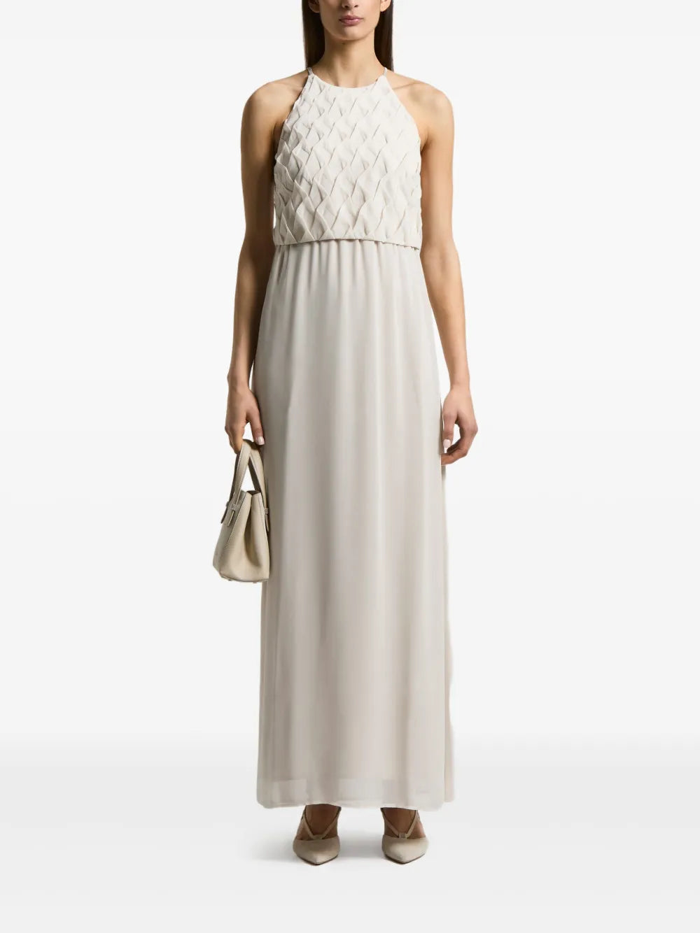 pleated maxi dress