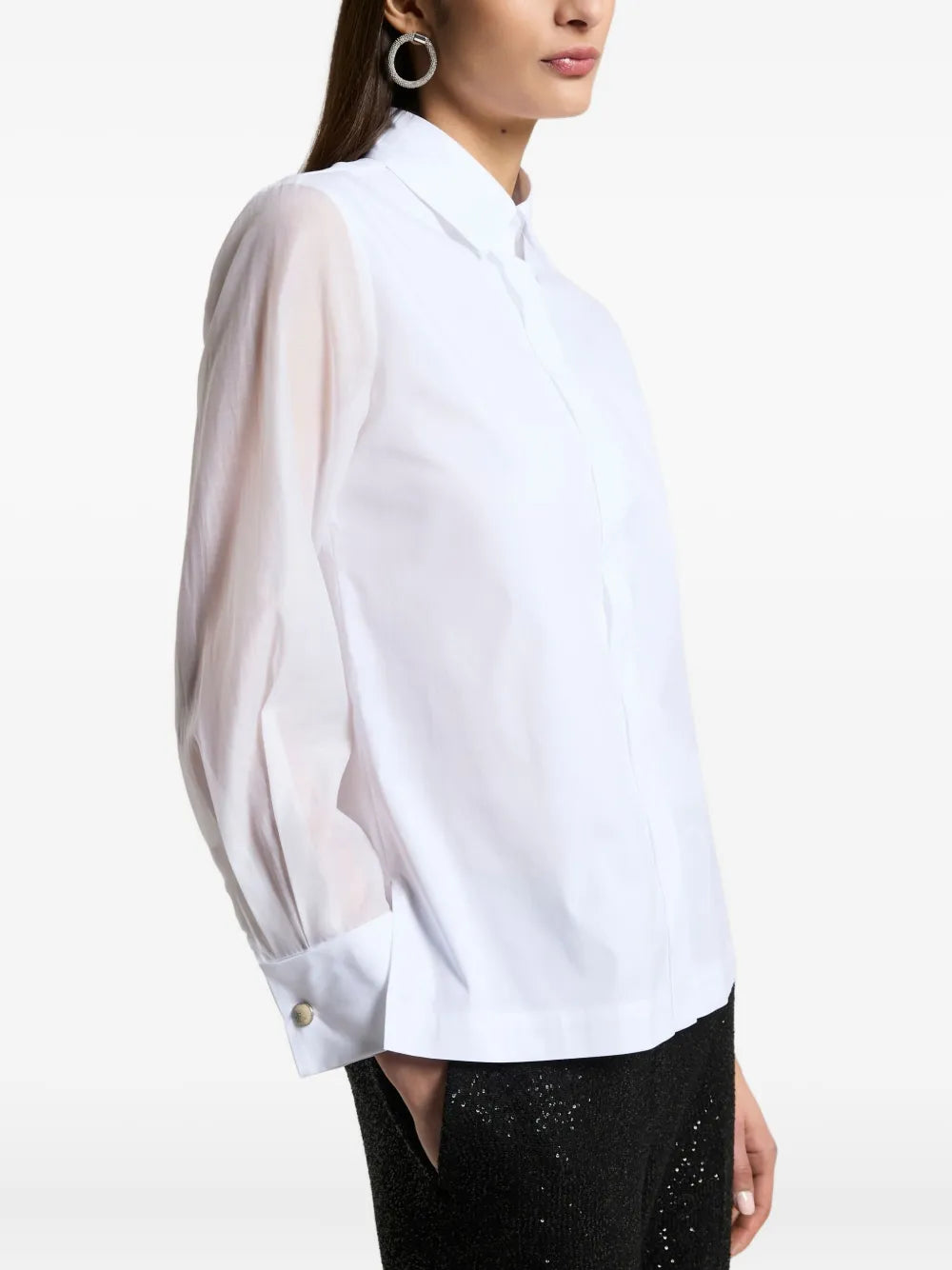 sheer-sleeve shirt