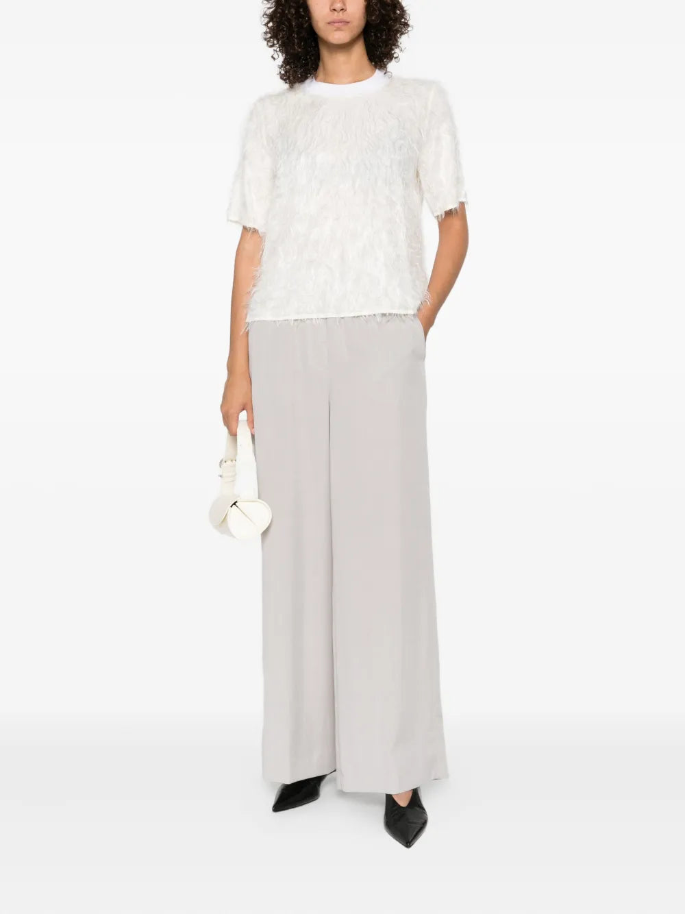 fringed crew-neck T-shirt