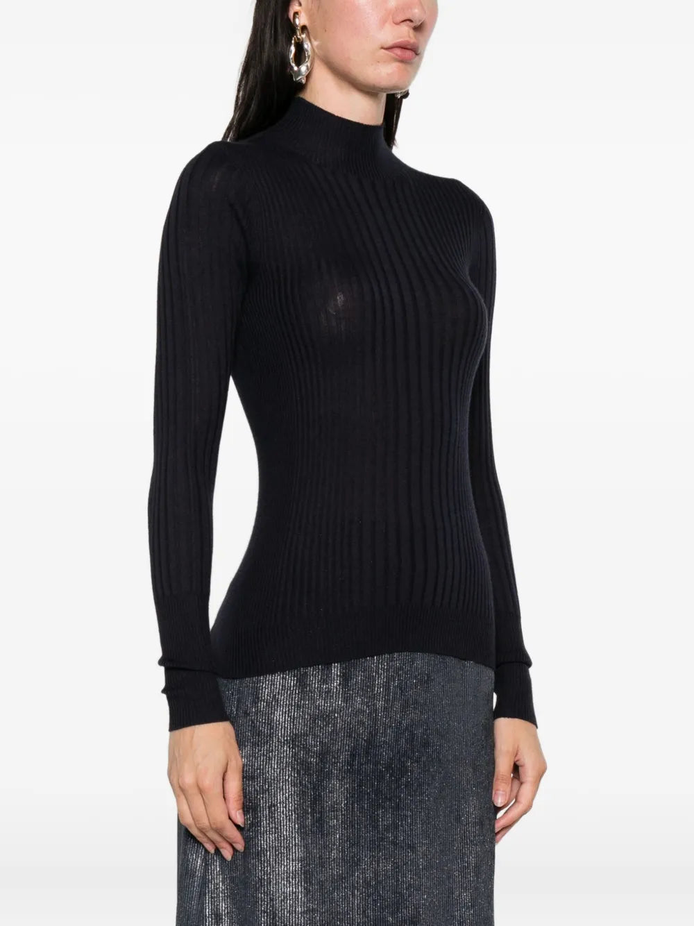 ribbed mock-neck top