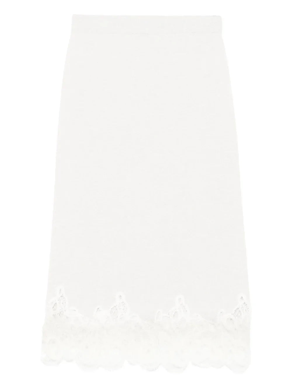lace-trimmed midi skirt