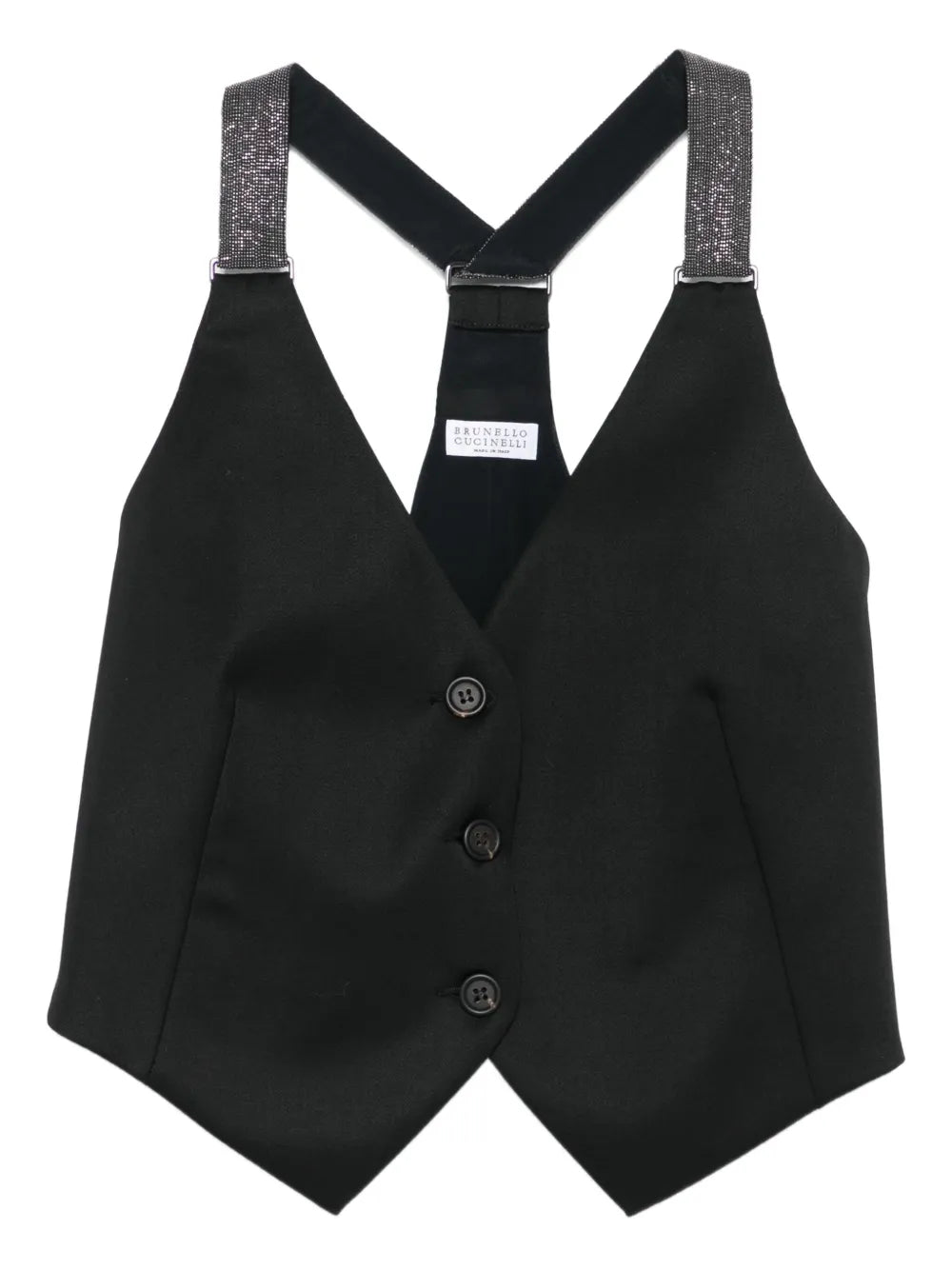 glitter-strap buttoned waistcoat