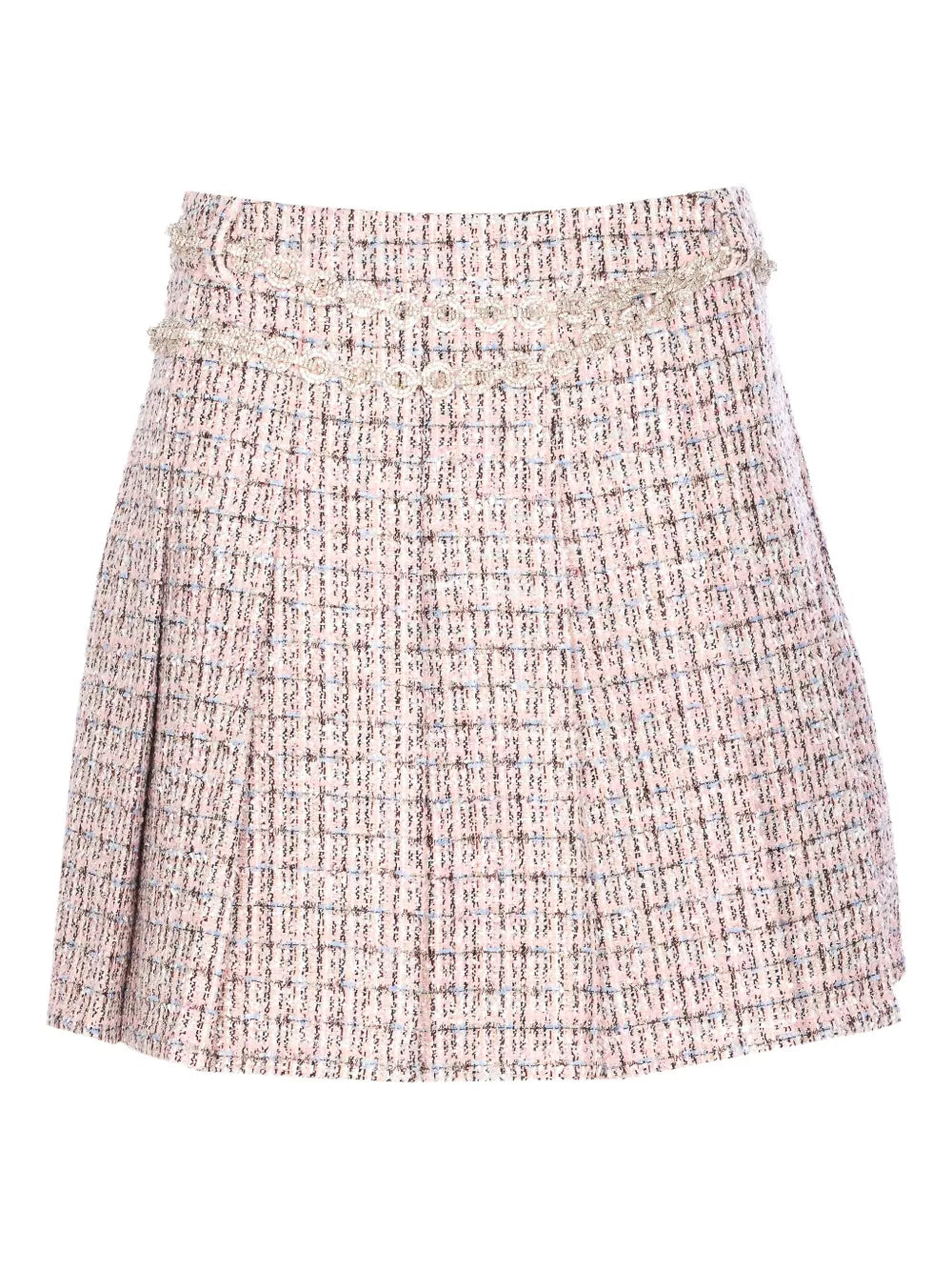 crystal-embellished tweed mini skirt