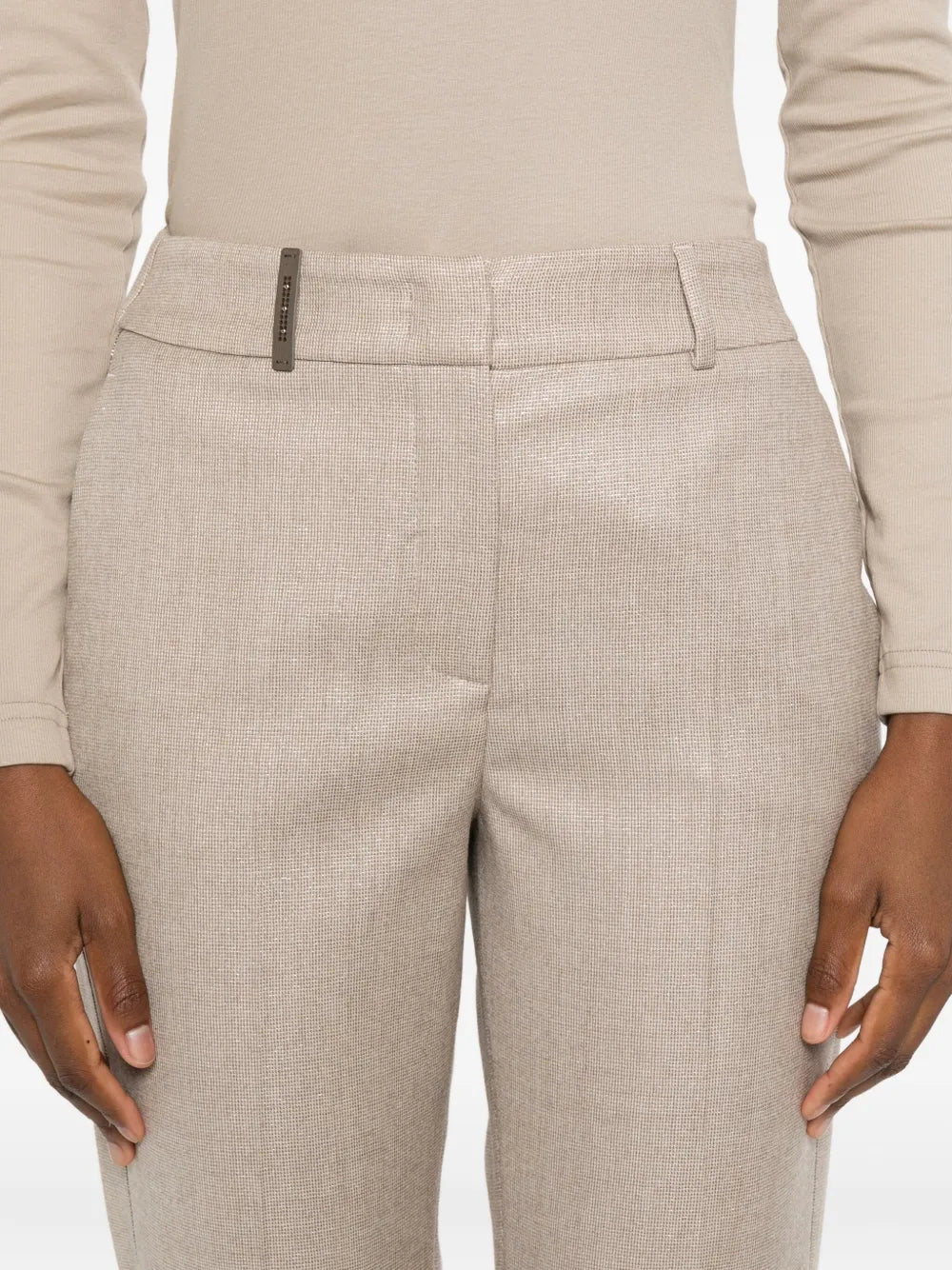 metallic-detail cuffed trousers