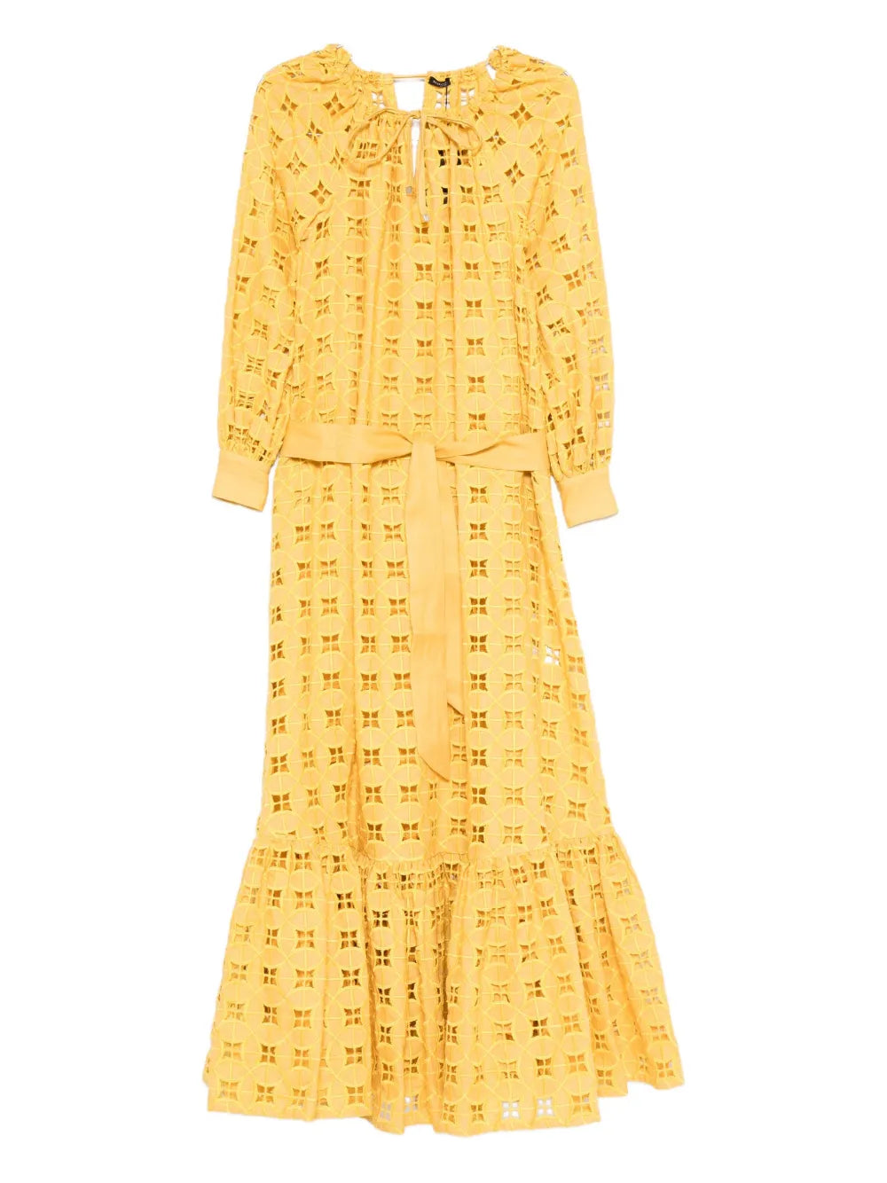 eyelet-embroidered tiered maxi dress