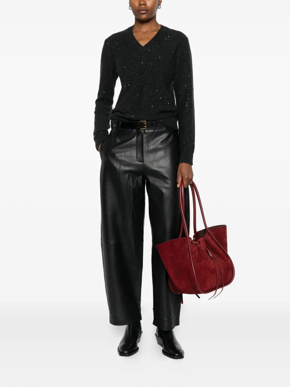 sequin-embellished V-neck sweater