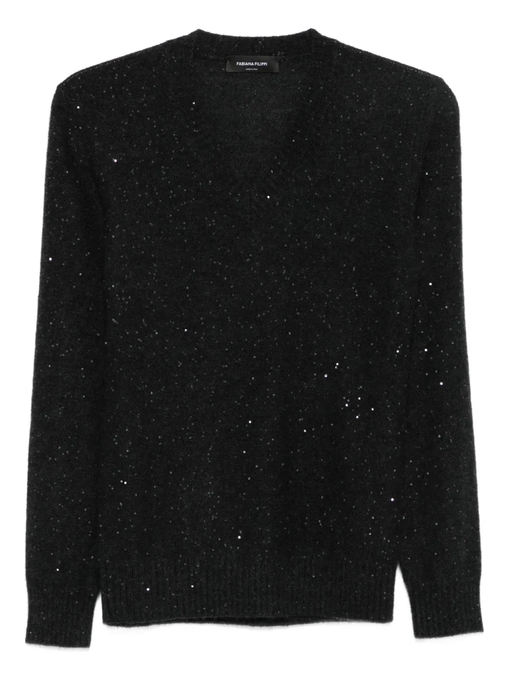 sequin-embellished V-neck sweater