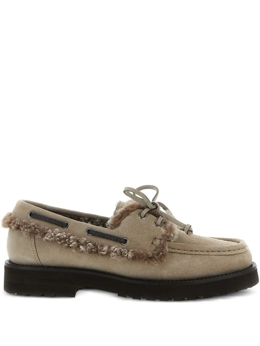 shearling-trimmed suede loafers