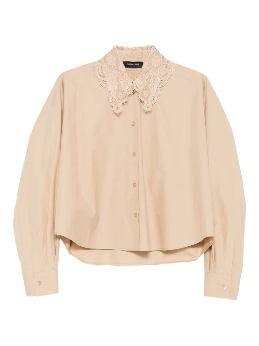 lace-trimmed button-down shirt
