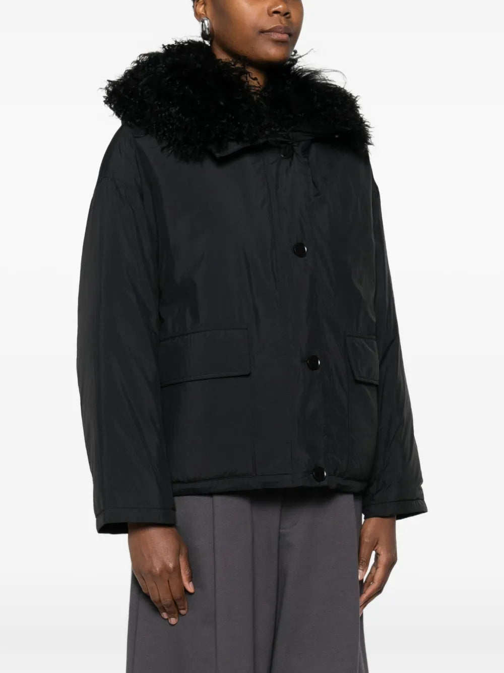 faux fur-trim hooded jacket