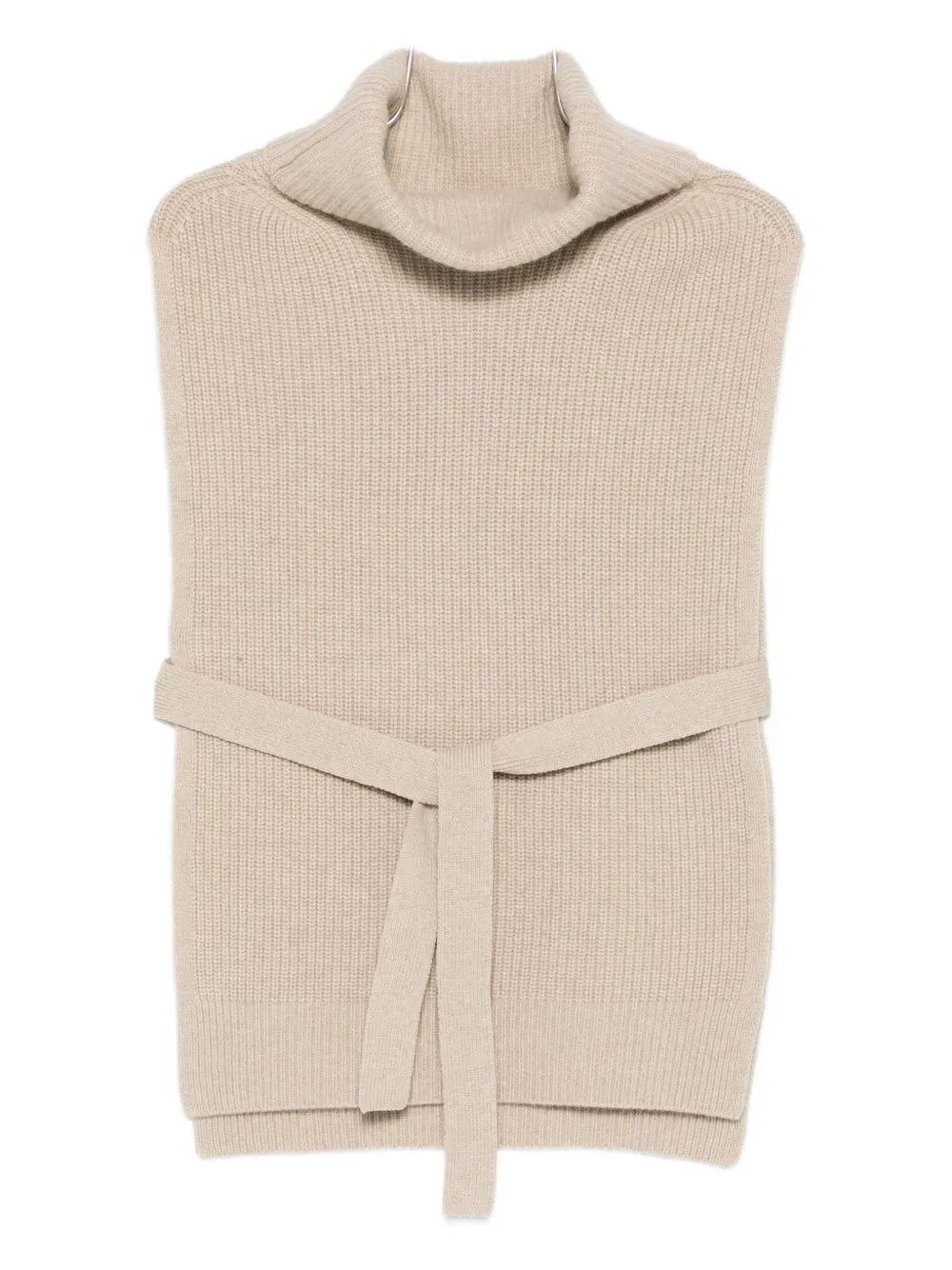 roll-neck belted knitted top