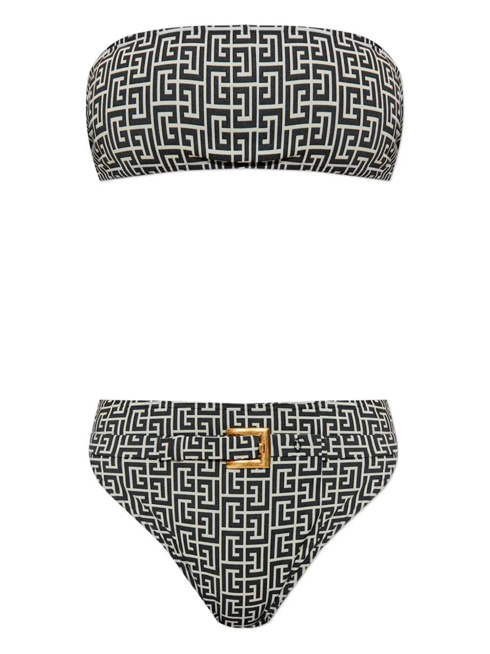 bikini con cinturón y estampado geométrico