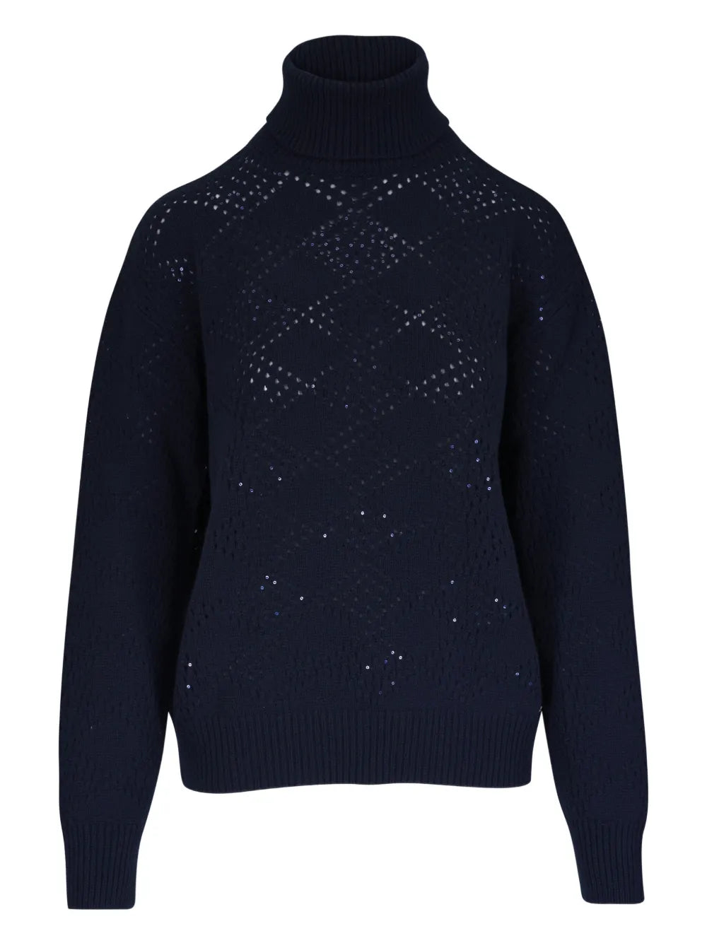 open-work roll-neck sweater