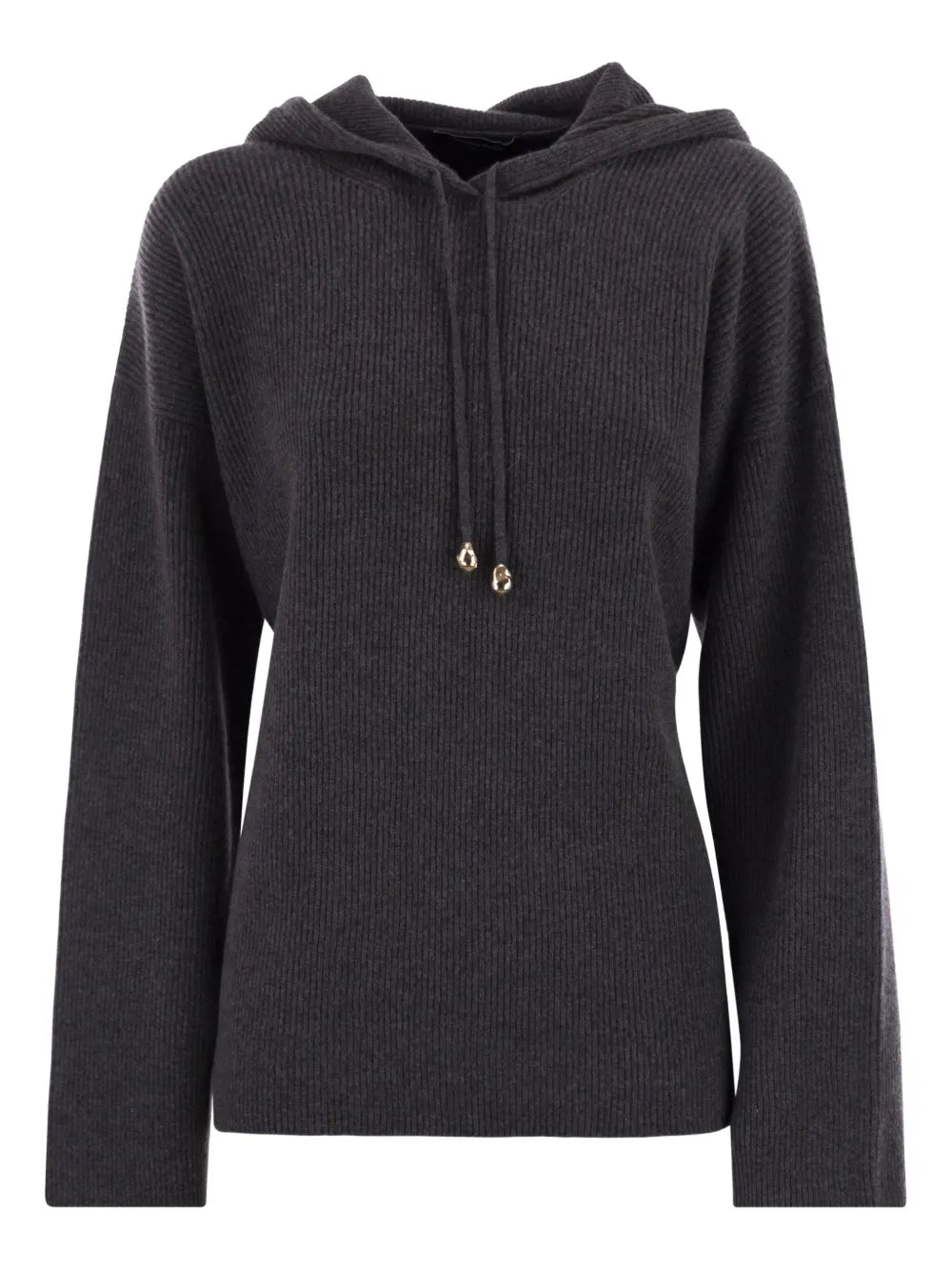 ribbed-knit hooded jumper