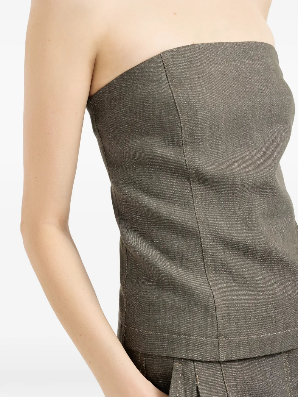 denim-effect bandeau top