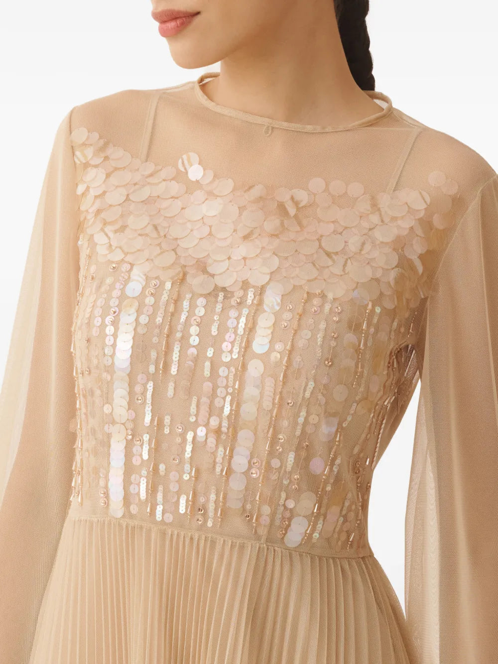 sequin pleated dress