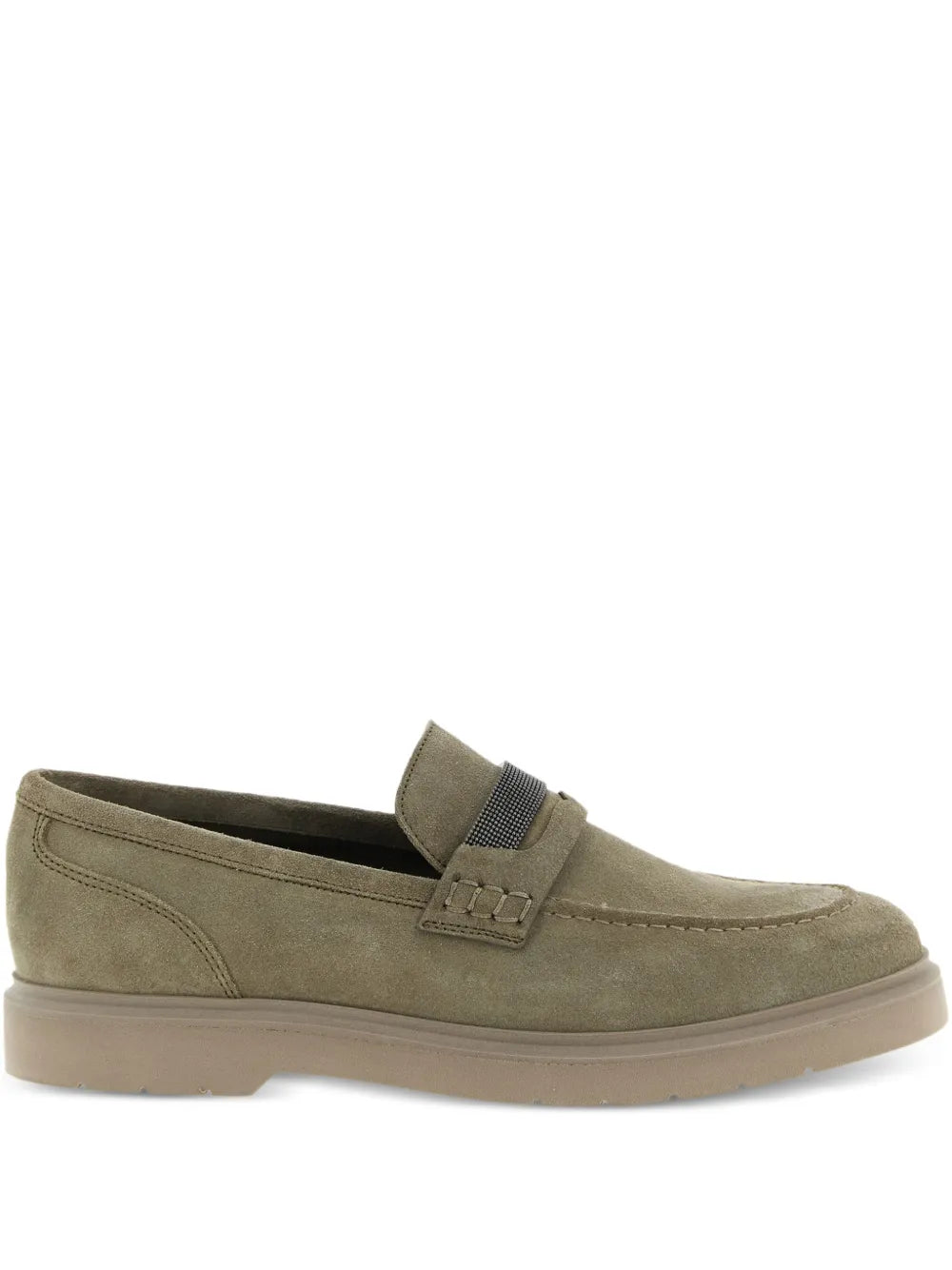 monili-detail suede loafers