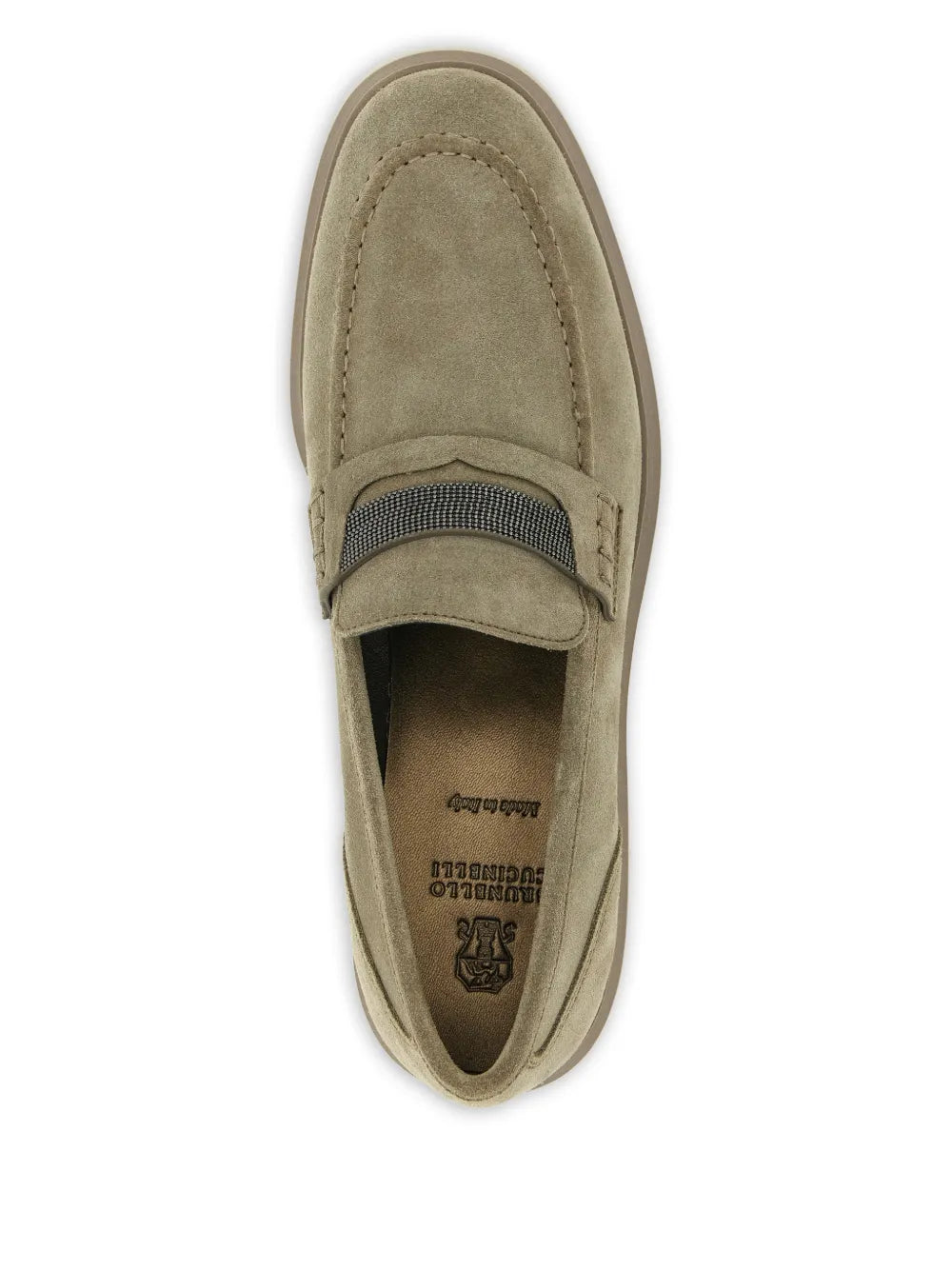 monili-detail suede loafers