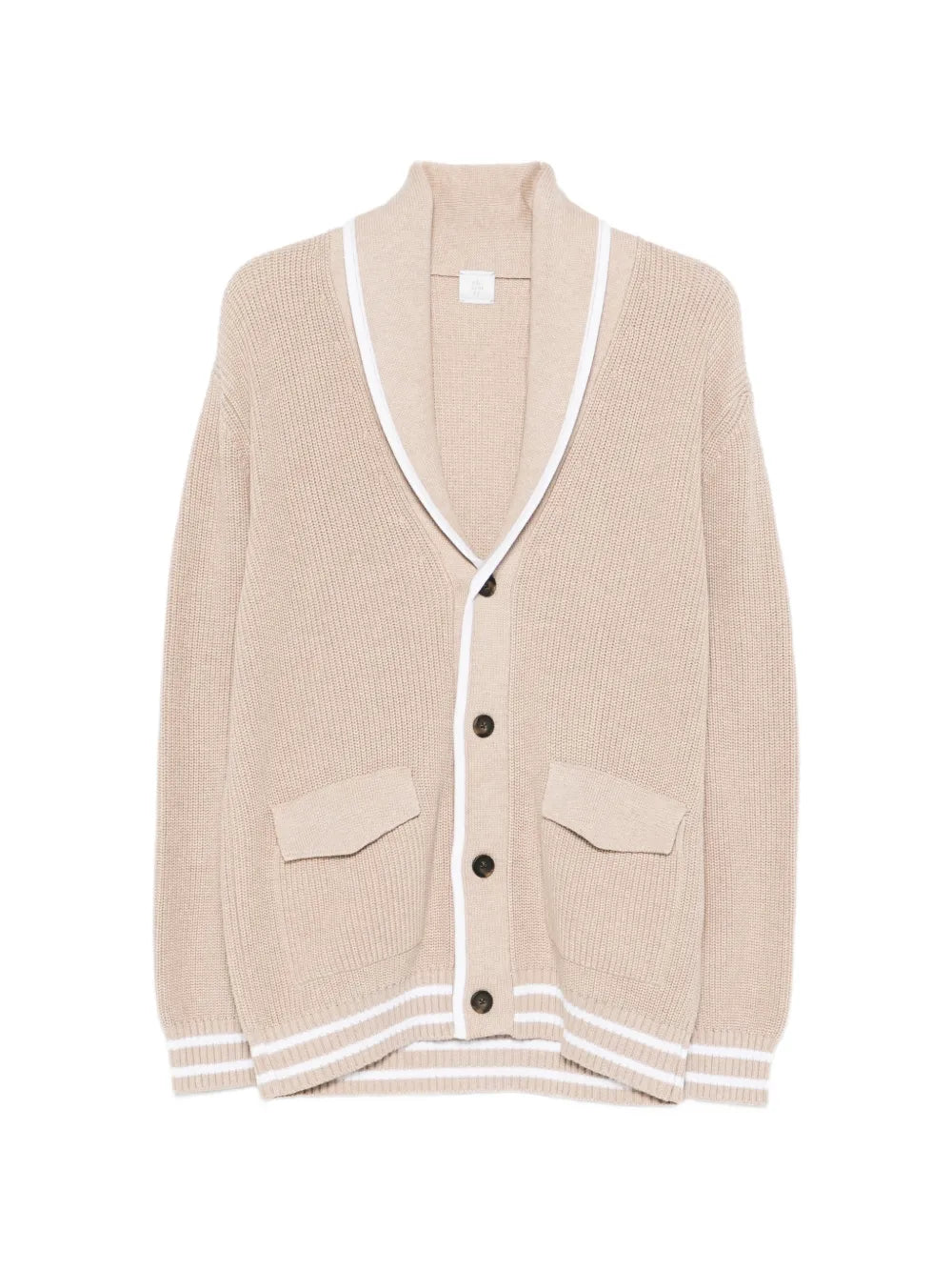 flap-pockets striped cardigan