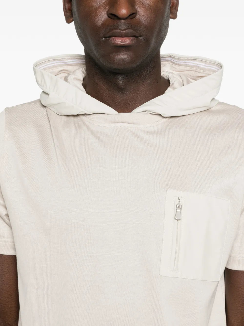 hooded zip-pocket T-shirt