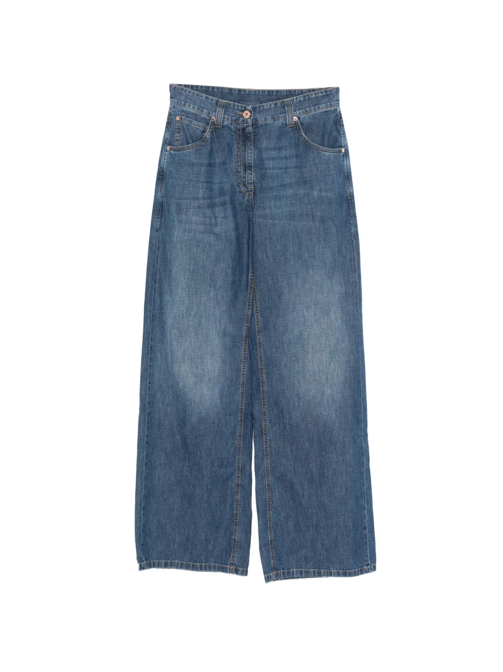 embellished-detail wide-leg jeans