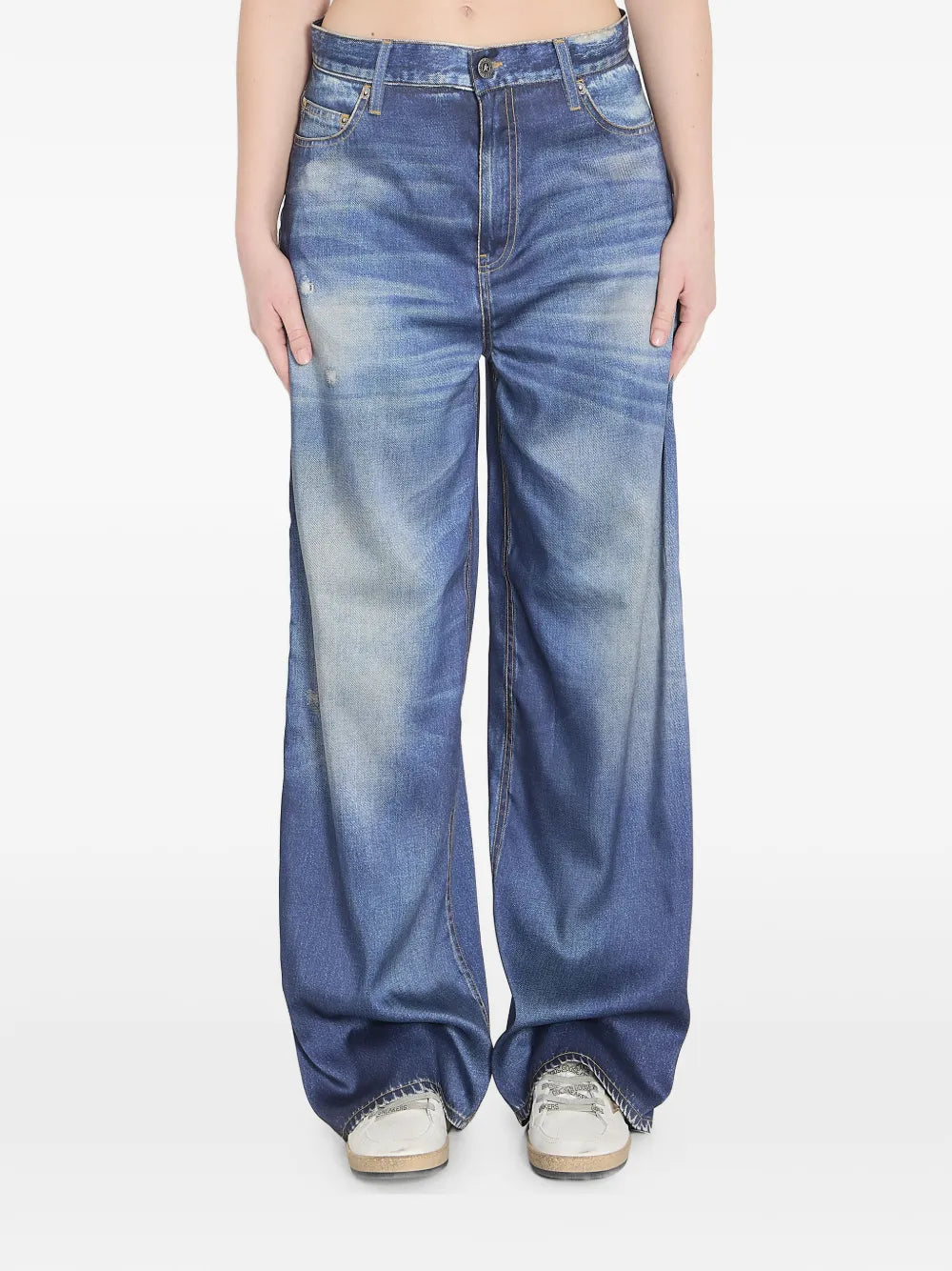 printed five-pocket trousers