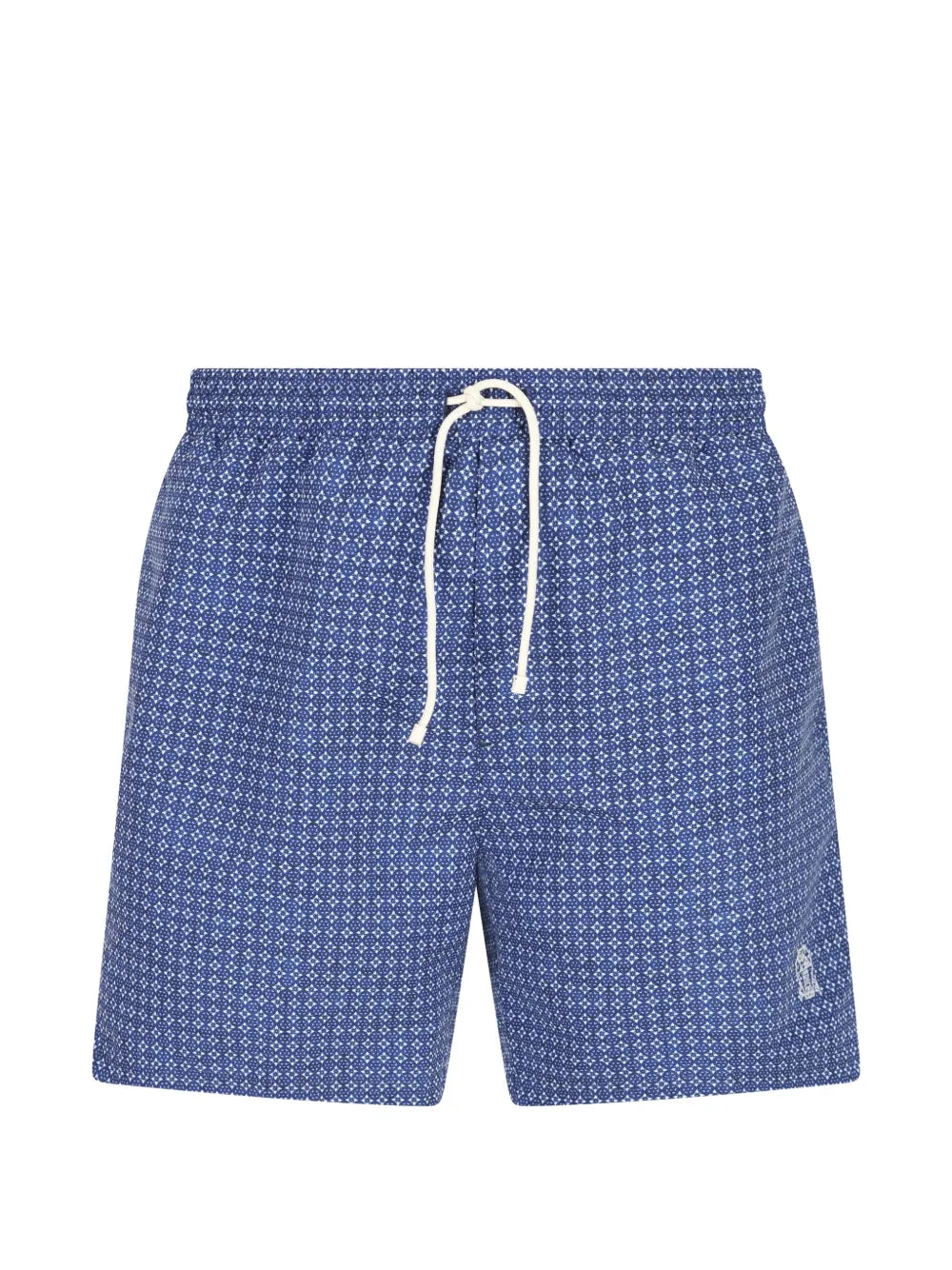 geometric-pattern swim shorts