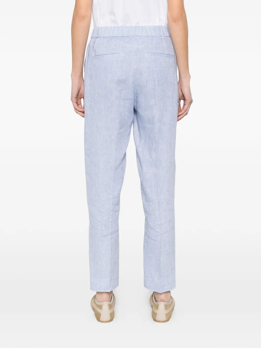 blue tapered trousers