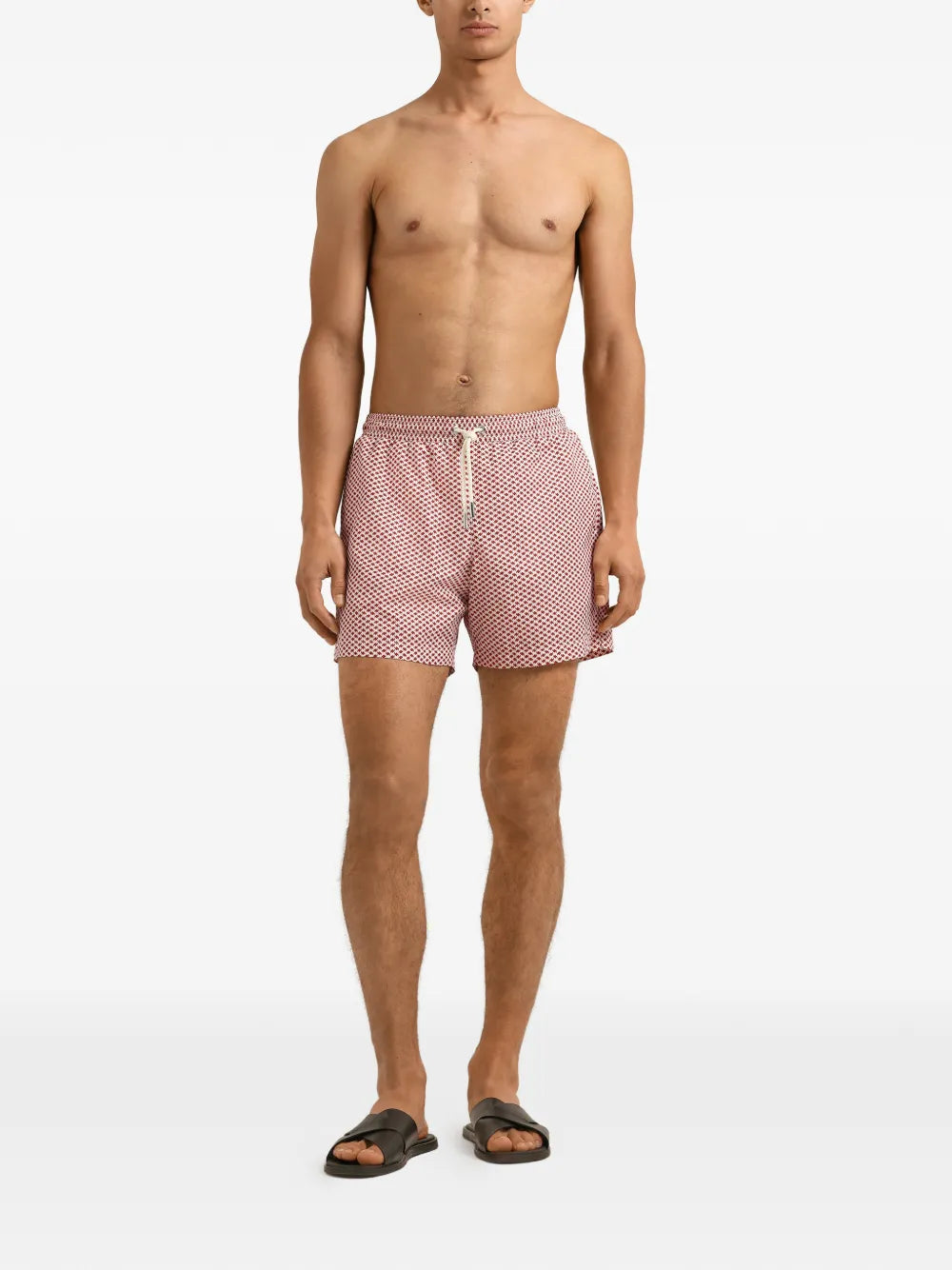 Boxer patterned swim shorts