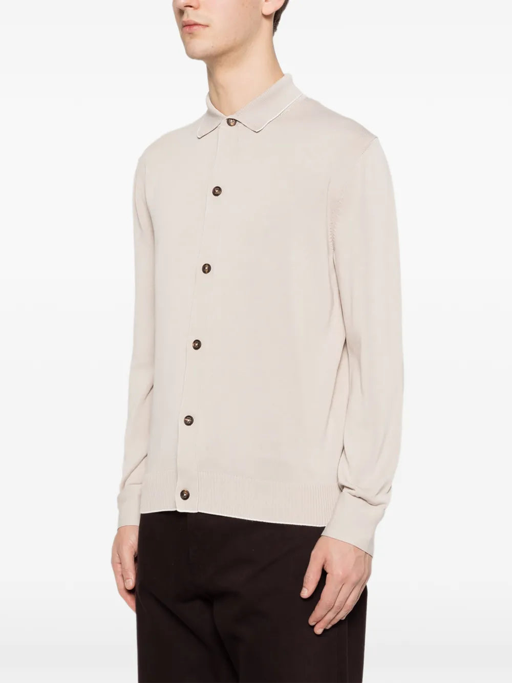 polo-collar cardigan