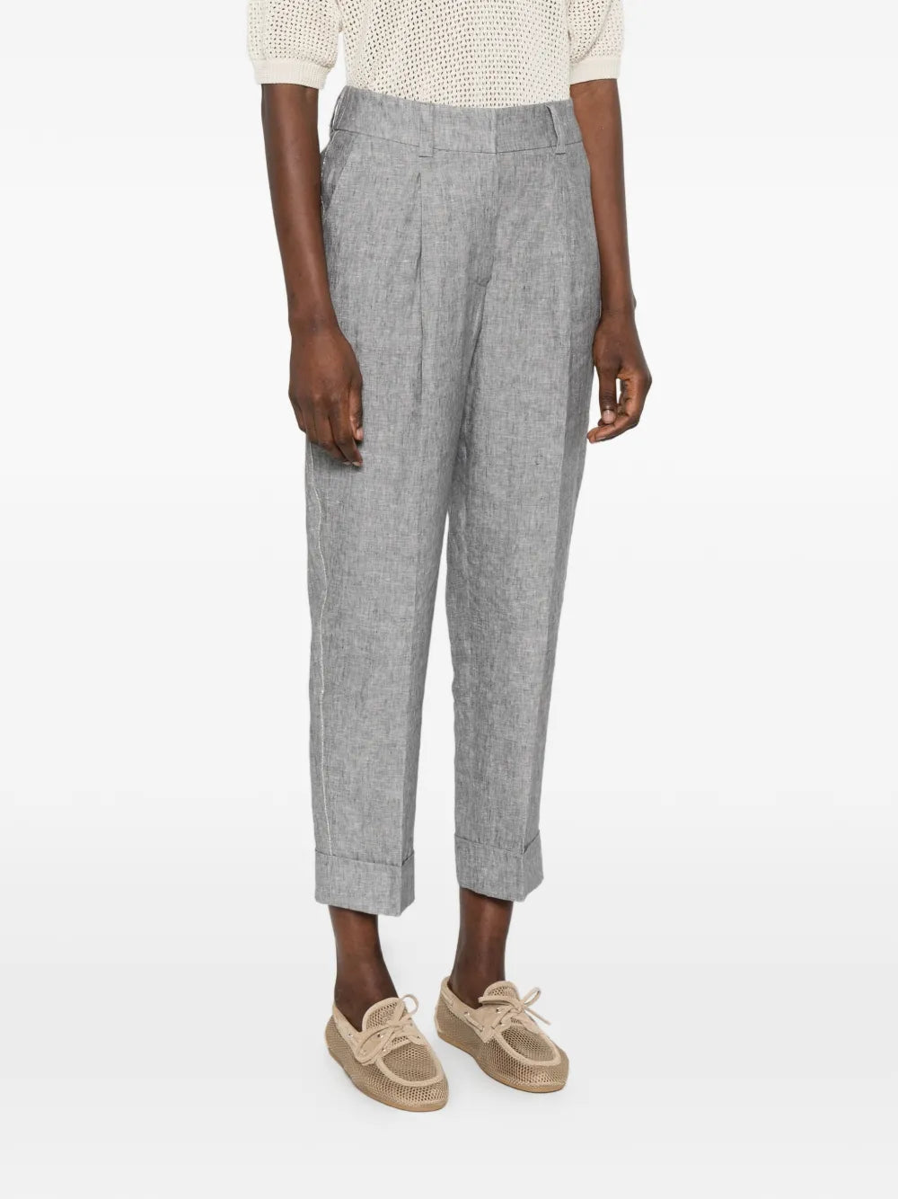 pleated cuffed trousers