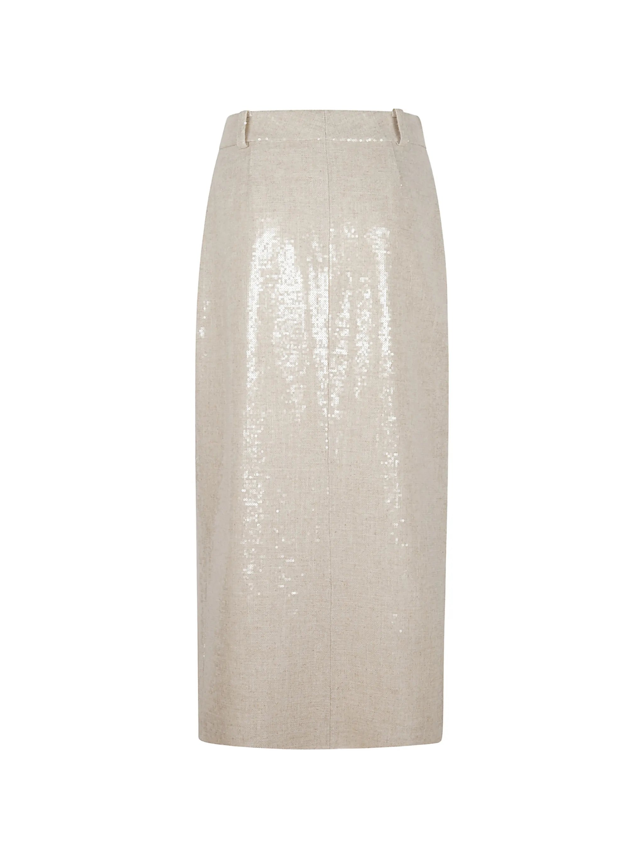 sequin-embellished slit midi skirt