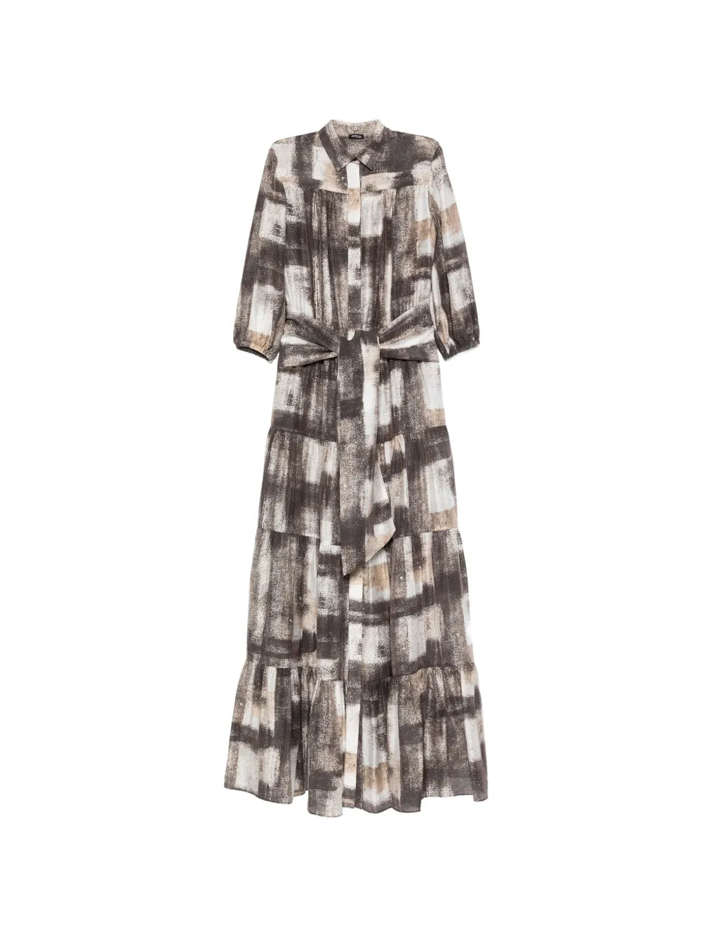 tie-waist tiered maxi dress