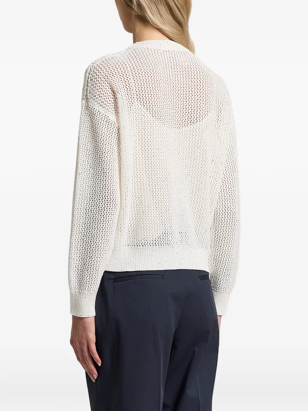 sequinned cable-knit sweater