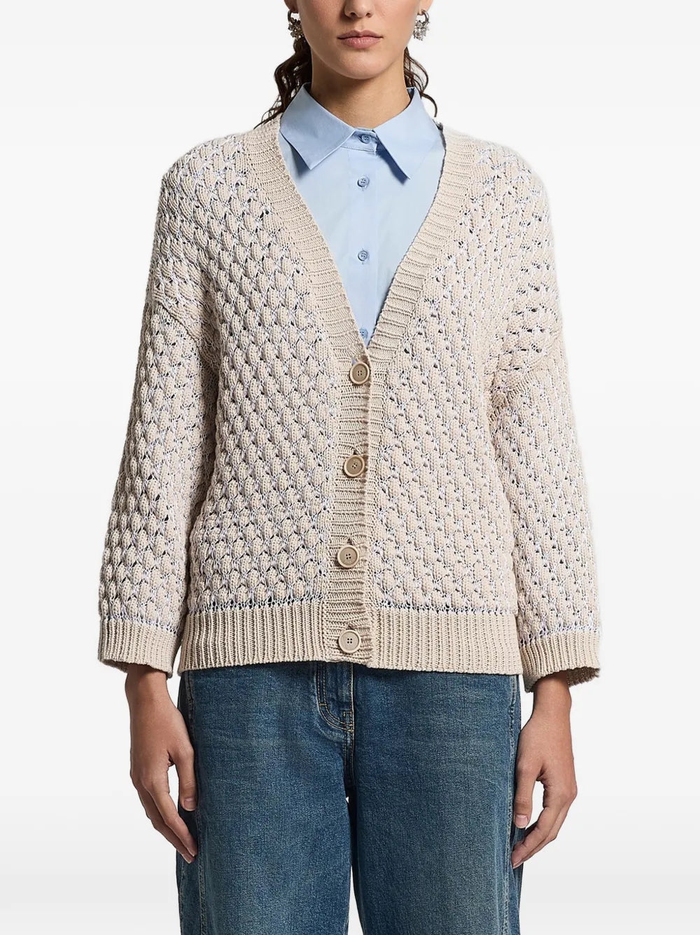 textured buttoned cardigan