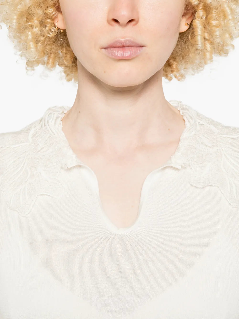V-neck lace-detail top