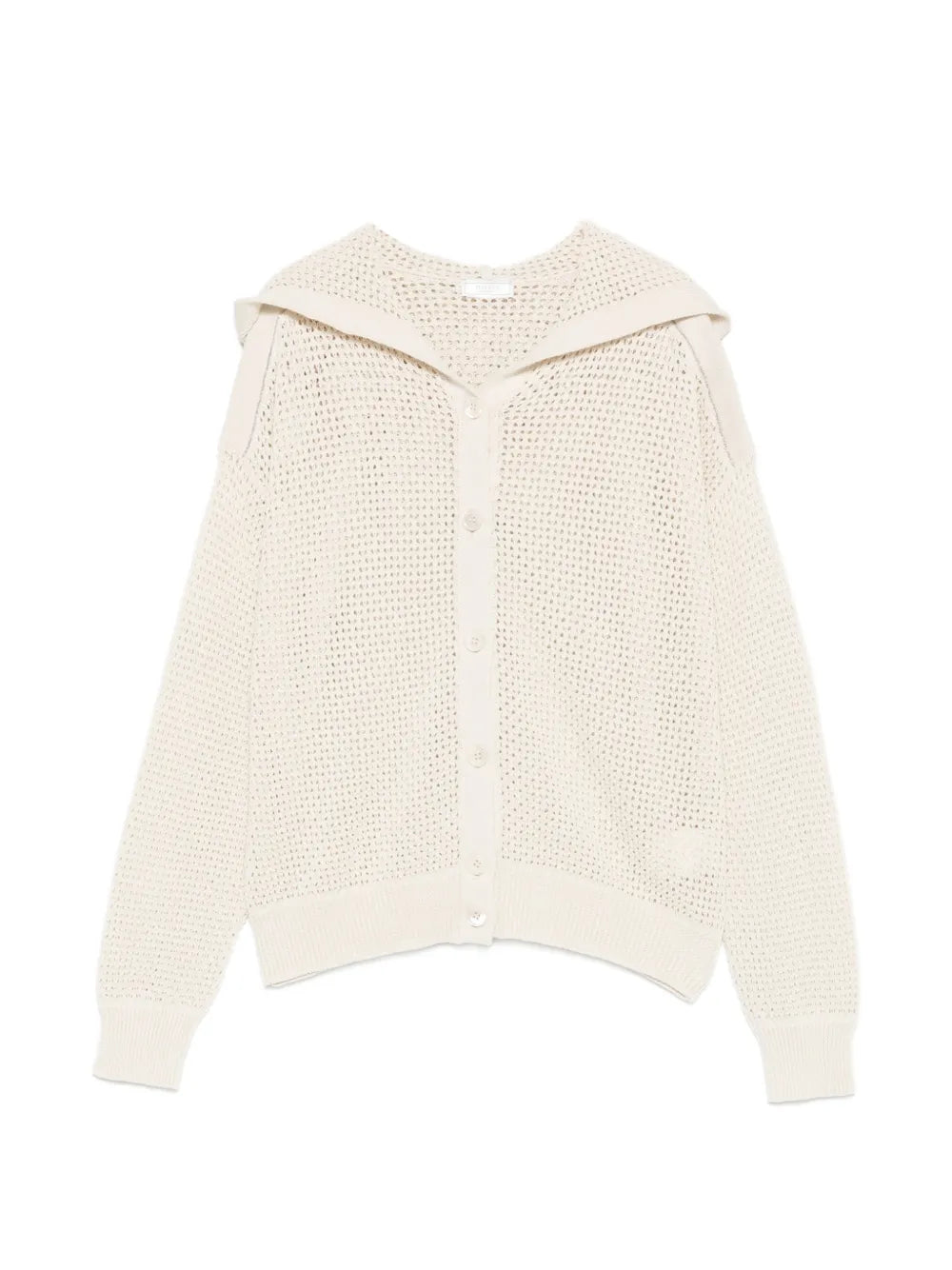 open-knit hooded cardigan