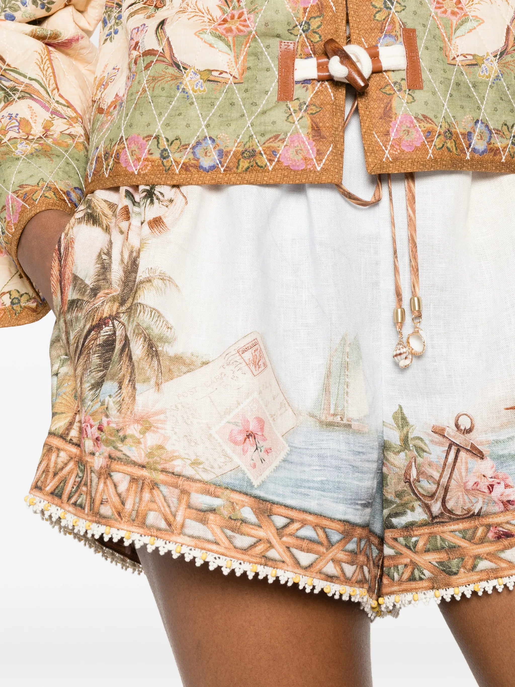 Mahon island map linen shorts