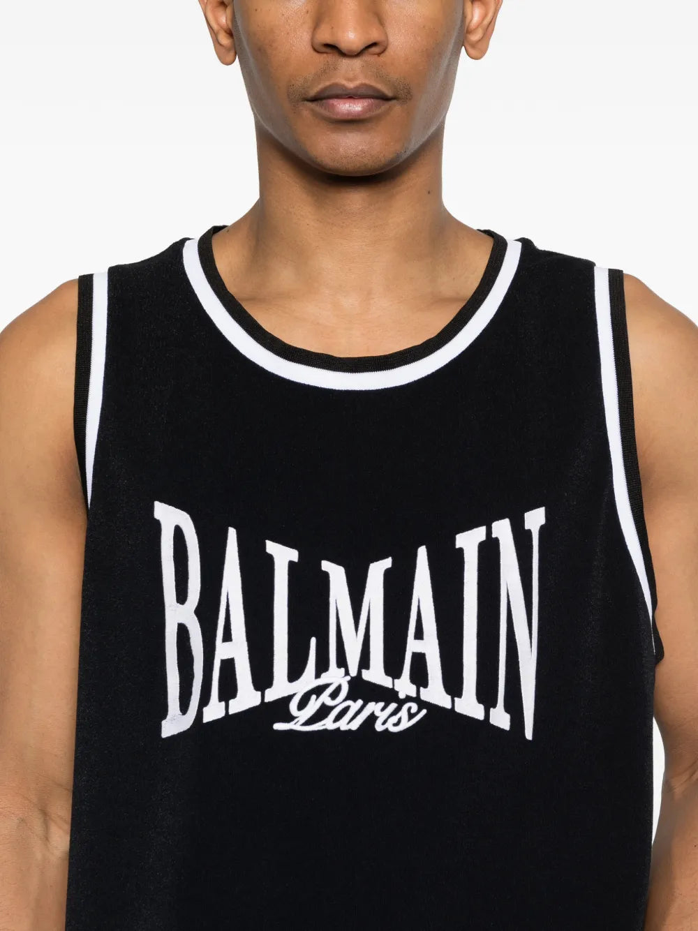 logo-embroidered tank top