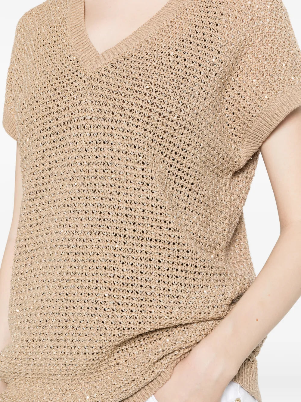 sequin-embellished V-neck vest