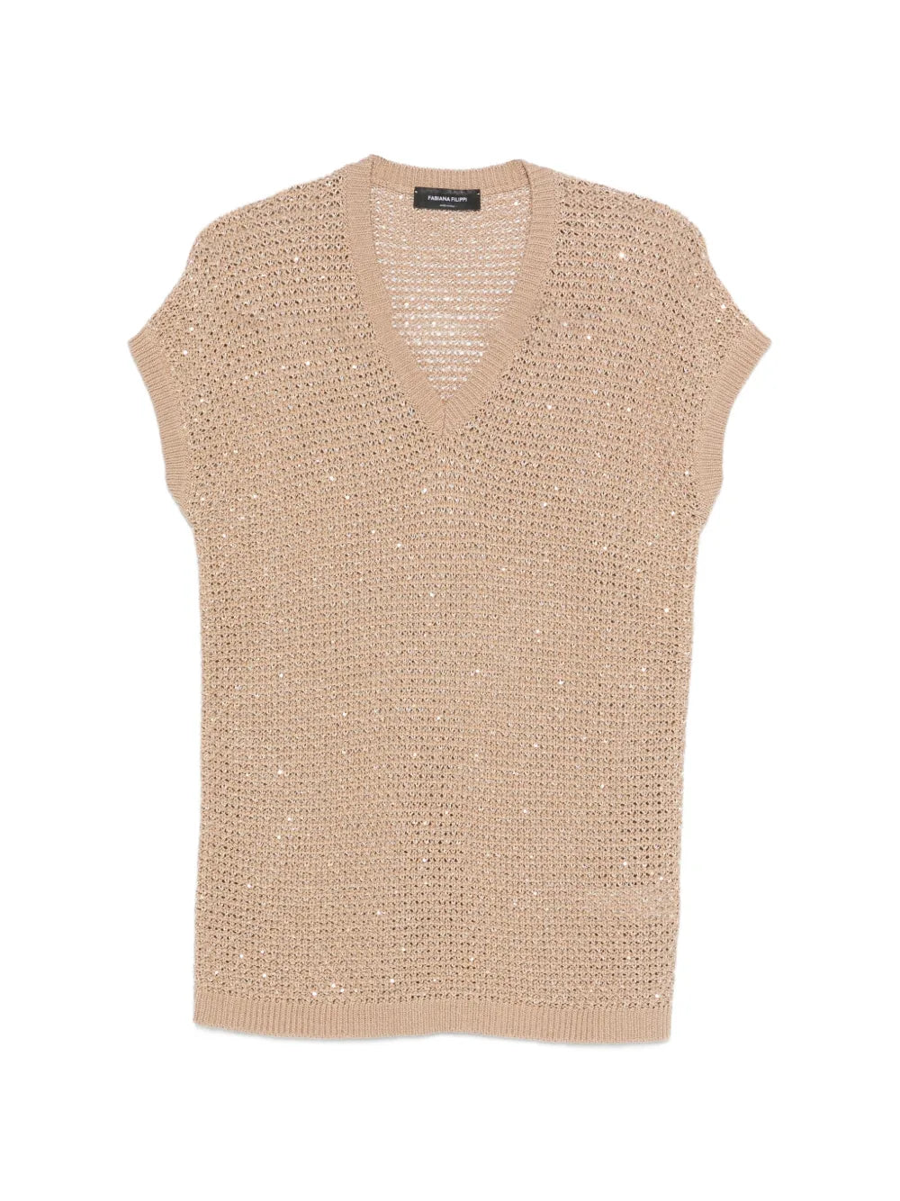 sequin-embellished V-neck vest