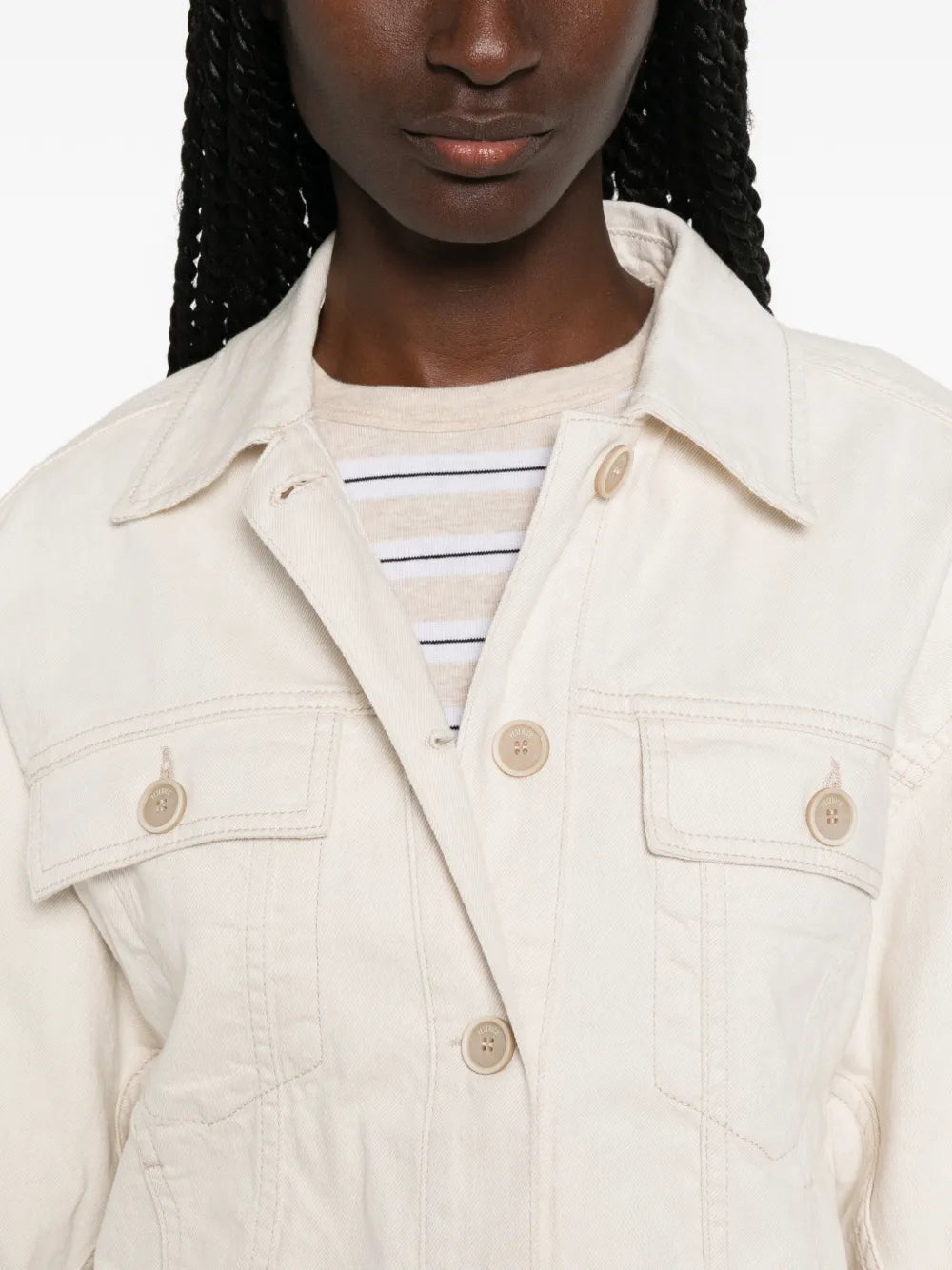 contrast-stitched denim jacket